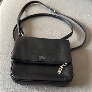 Max black leather crossbody purse